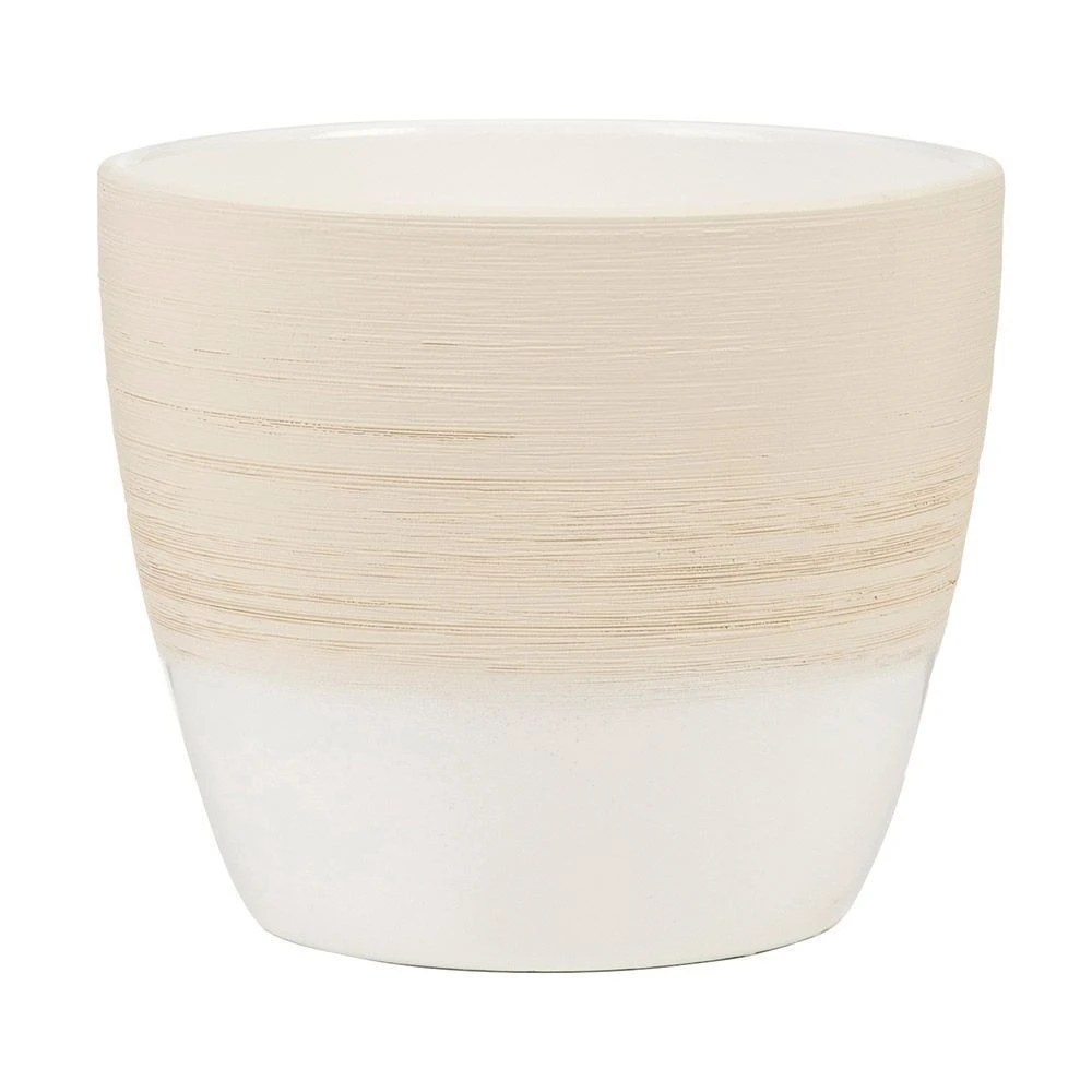 Vanilla Cream Textured Indoor Pot Cover 19cm 3 Vanilla Cream Textured Indoor Pot Cover 19cm