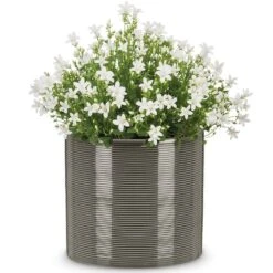 New Arrival 9 Ripple Effect Glass Grey Indoor Pot Cover 23cm