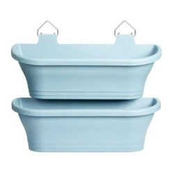 Elho Corsica Vertical Forest Large Set Of 2 - Vintage Blue